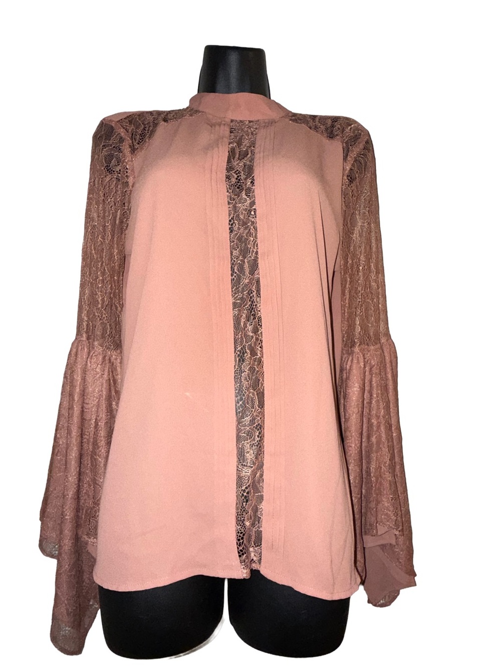 Express Dusty Rose Lace-Panel Blouse